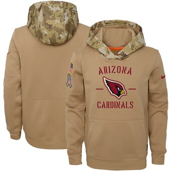 Youth Arizona Cardinals Khaki 2019 Salute to Service Therma Pullover Hoodie